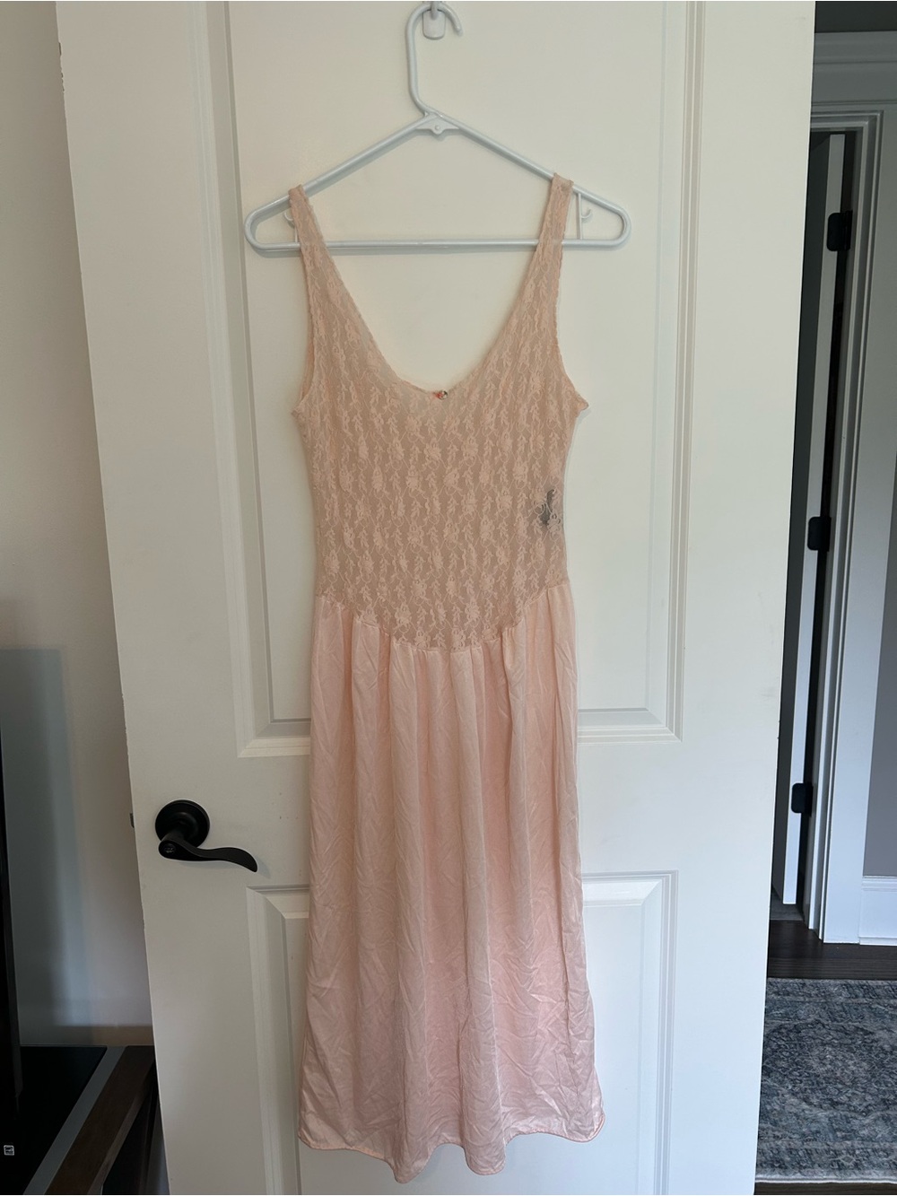 Vintage Women's Lace Bodice Maxi Dress - Blush Pink